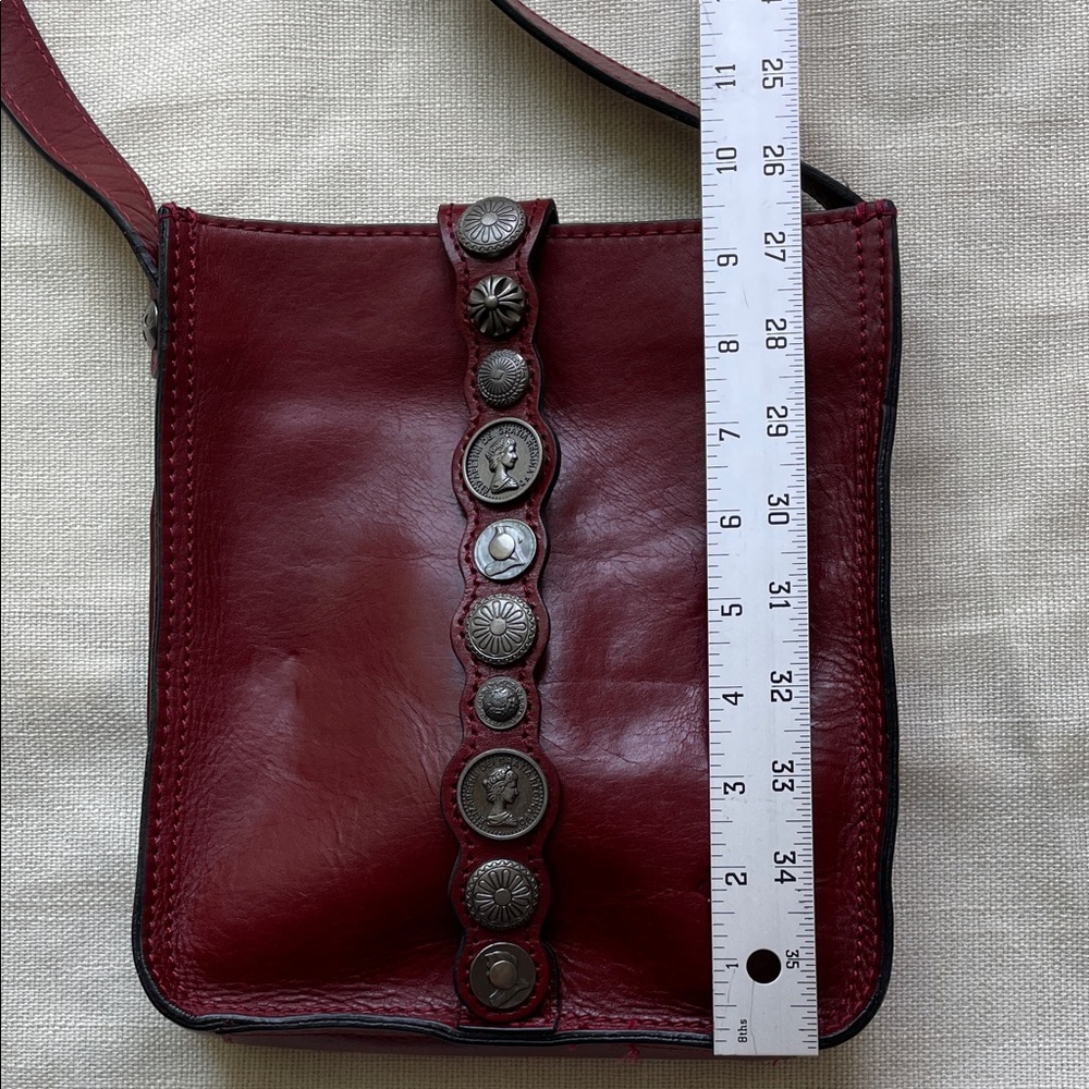 Patricia Nash Red Leather Crossbody Bag with Coin Accents - Picture 8 of 13